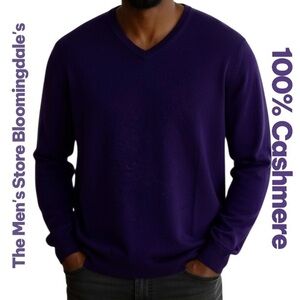The Men's Store Bloomingdale's 100% Cashmere Purple Sweater V-Neck Sz XL